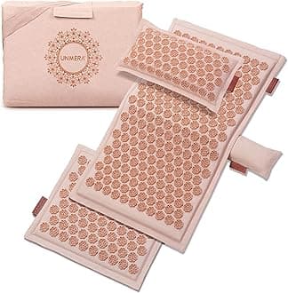 UNMERA Acupressure Mat and Pillow Set,Natural Premium Linen & Coconut Fiber Filling,for Back/Neck Pain Relief, Sciatic, Headache and Muscle Relaxation, Comes with Carrying Bag