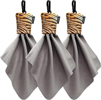 SPUDZ Classic Microfiber Lens Cleaner – Clip-On Pouch, Washable – for Binoculars, Scopes, Glasses, Screens | Tiger, 6 x 6 Inch (3-Pack)