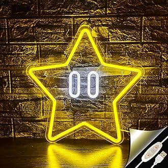 Star Neon Sign, Gaming Led Neon Light for Kids Bedroom Wall Decor Game Room Decor,Man Cave,Dimmable Gaming Star Led Sign Gifts for Kids Boys