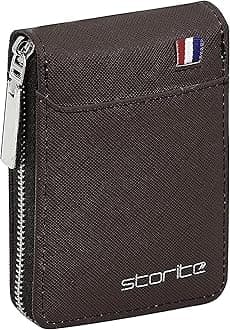 Storite PU Leather 9 Slot Vertical Credit Debit Card Holder Money Wallet Zipper Coin Purse for Men Women (Chocolate Brown - 11.5 x 8 x 2 cm)