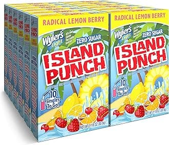 Wyler's Light Island Punch Singles To Go, Radical Lemon Berry, 10 Box (12 Pack) – Low Calorie Powdered Drink Mixes Caffeine Free Gluten Free and Zero Sugar, Green Tropical Dream, 120 Count
