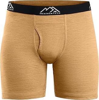 Merino Wool Base Layer Boxer Briefs for Men (Large, 1 Pack - 170 Camel)