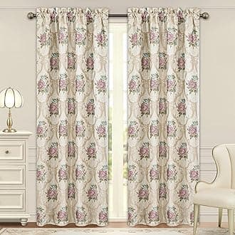 Loom and Mill Luxury Jacquard Curtains for Bedroom Living Room, European Style Curtains 2 Panels with Tiebacks, Elegant Window Curtain for Holiday Banquet Party Decor(52”Wx84”L, 2 Panels)