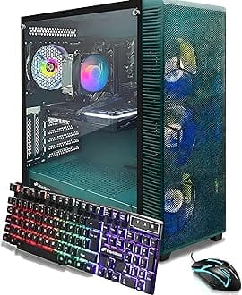 STGAubron Gaming Desktop PC,AMD Ryzen 7 5700X up to 4.6G,32G DDR4,GeForce RTX 3060 Ti 8G GDDR6,1T SSD,WiFi,BT 5.0,RGB Fan x 7,RGB Keyboard&Mouse&Mouse Pad,RGB BT Sound Bar,RGB BT Gaming Mic,W11H64