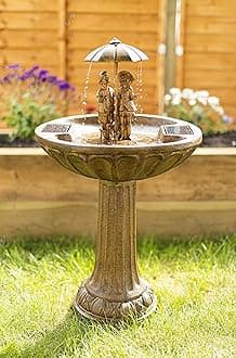 Garden Mile® Solar Powered Bird Bath Table Water Feature Fountain for Garden | Freestanding 2 Tier Cascade Patio Lawn Centrepiece Garden Water Fountain Outdoor Fountain (Singing in The Rain)