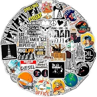 BulbaCraft 100 Pcs Oilfield Stickers, Oilfield Life Stickers, Oil Patch Hard Hat Emblems and Decals, Oil Patch Gifts, Petroleum Field Worker Gifts for Women & Men