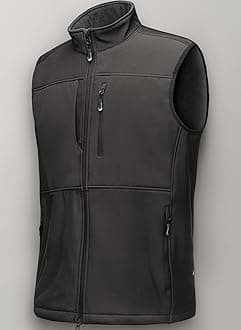 Mens Softshell Gilet Activewear Vests Windproof Fleece Lined Outerwear Zipped Pockets Sleeveless Softshell Jacket for Leisure, Golf, Travelling