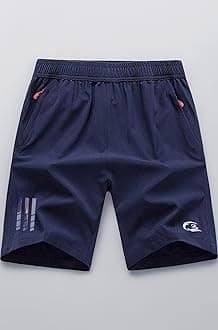 CBlue Men's Outdoor Quick Dry Lightweight Sports Shorts with 2 Zipper Pockets, Breathable Hiking Running Gym Workout Athletic Shorts