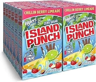Wyler's Light Island Punch Singles To Go, Water Drink Mix, Chillin Berry Limeade, 10 Count, Pack Of 12 (120 Single Servings)