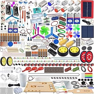Kit4Curious® 500 Experiments Kit – Science Electronics Electricity Hydraulic Project Activity STEM Learning Toy with 4 Colorful Booklet, 2 Project Base Wooden, 30+ Paper Template, 500+ Components