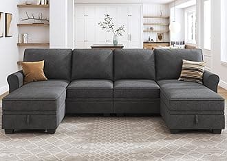 Sectional Sofa with Storage Seat U Shaped Couch with Reversible Chaise Convertible Sectional Couches for Living Room,Dark Grey