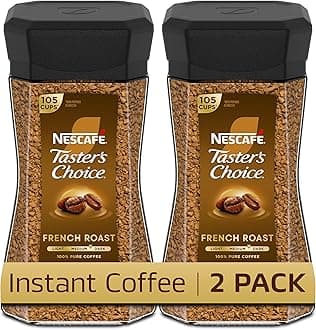 NESCAFÉ Taster's Choice Instant Coffee, Dark Roast Coffee, French Roast, 2 Jars (7 Oz Each)