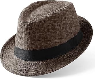 BABEYOND 1920s Panama Fedora Hat Cap for Men Gatsby Hat for Men 1920s Mens Gatsby Costume Accessories (Brown)