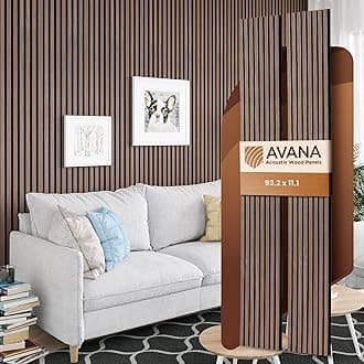 Avana Acoustic Wood Wall Panels – 93.2x11.25 Inch Panels – Fits 94x12 Layout – Walnut Acoustic Panels 2 PCs – Wall Panels for Interior Wall Decor for Homes, Offices – Durable Wood Panels for Wall
