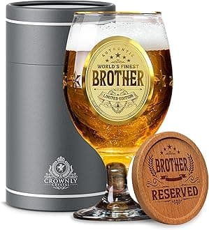 Kies CROWNLY CRYSTAL® Brother Gifts from Sister Birthday Christmas Personalized Beer Glasses Cool Gifts for Men