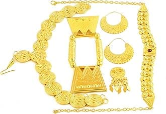 Gold Color Red Stone Women Eritrean Traditional Wedding Jewelry Sets