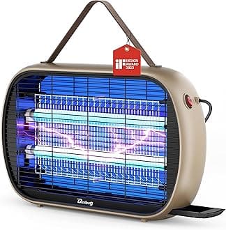 Bug Zapper Indoor for 5000 Sq. Ft., 2 Extra Replacement Bulbs, 20W Instant Electric Mosquito Insect Killer Fly Zapper, Fruit Fly Traps for Home Kitchen Restaurant Garage Patio -MA015(Khaki)