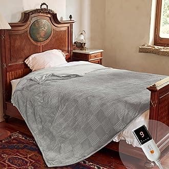 Electric Blanket Full Size 72''X84'' - Heated Blanket with Single Control Fast Heating 9 Heating Levels & 10 Hours Auto Off,ETL Certified Machine Washable (Grey)