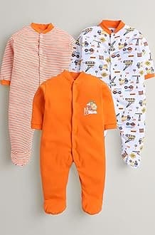 100% Cotton Baby Rompers Sleepsuits Jumpsuits Night Suits for Newborn Baby Boys & Girls | Soft Infant Bodysuit | Pack of 3 Kids Rompers
