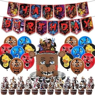 Fnaf Birthday Party Decorations FiveNights at Freddy's Party Supplies: Banner, Balloons, Cake Toppers, Cupcake Toppers, Cake Decorations