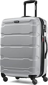 Omni PC Hardside Expandable Luggage with Spinner Wheels, Silver, Checked-Medium 24-Inch