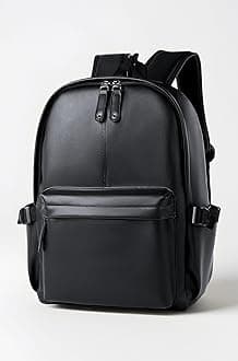 MATE ELAN Mens Leather Backpack, A02-black, Large, Fashion