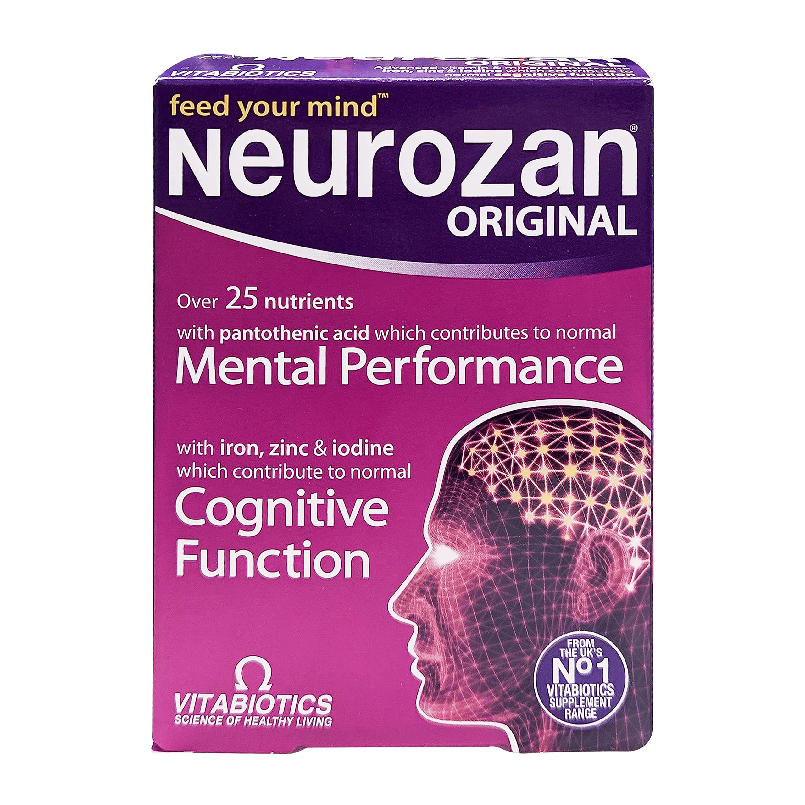 Neurozan Original 30 Tablets |Advanced Micronutrient Tablet with Pantothenic Acid, Iron, Zinc & Iodine |Contributes to Cognitive Function - Mental Performance - Nervous System - Psychological Function