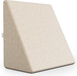 FOVERA Memory Foam Wedge Pillow | 2 Years Warranty | Bed Wedge Cushion, Orthopedic Back Support for Bed | for Acid Reflux, Snoring, GERD, Leg Elevation (Cream, 18L x 17.5W x 11H Inch)