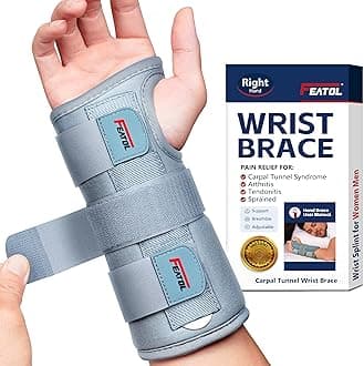 Wrist Brace Carpal Tunnel for Women Men, Adjustable Night Sleep Support Brace with Splints Right Hand, Medium/Large