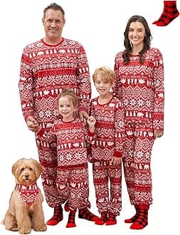 PATPAT Christmas Family Matching Pajama Sets Includes Christmas Socks - Perfect for Family Photos & Holiday Celebrations