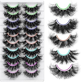 Mink Lashes Fluffy False Eyelashes D Curl Dramatic Fake Lashes Full Thick Eye Lashes Multipack 10 Pairs 5 Styles by Focipeysa