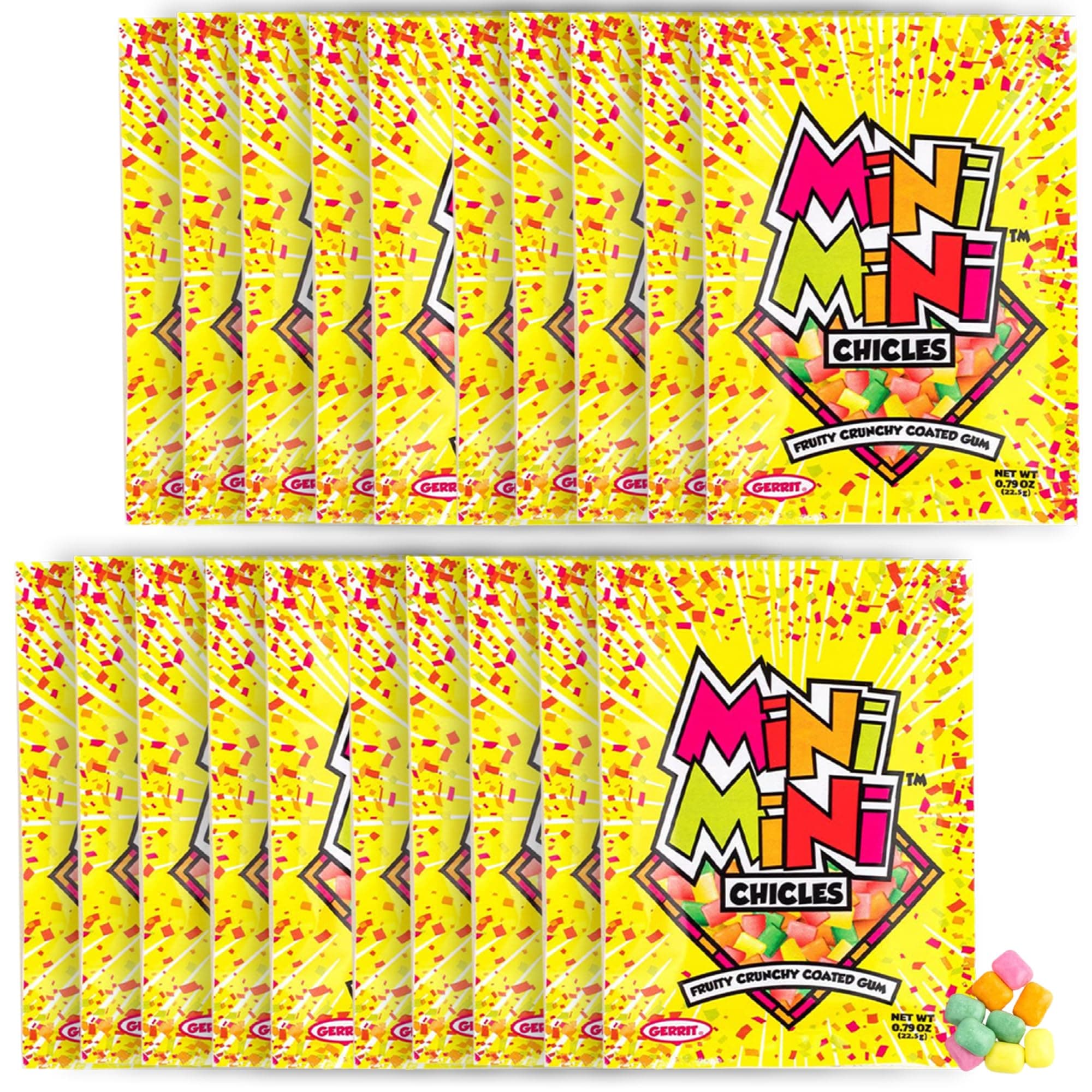 Gerrit’s Mini Mini Fruit Chicles Gum, 0.79 Ounce Pouches - 20 Count Display Box