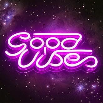 Good Vibes Neon Sign for Wall Decor Powered by USB with Switch Pink Neon Light Led Signs Party Decoration for Girls Bedroom,Kids Lamp, Makeup Room,Cafe,Bar Sign,Wedding,Birthday Gift 13’’x7’’