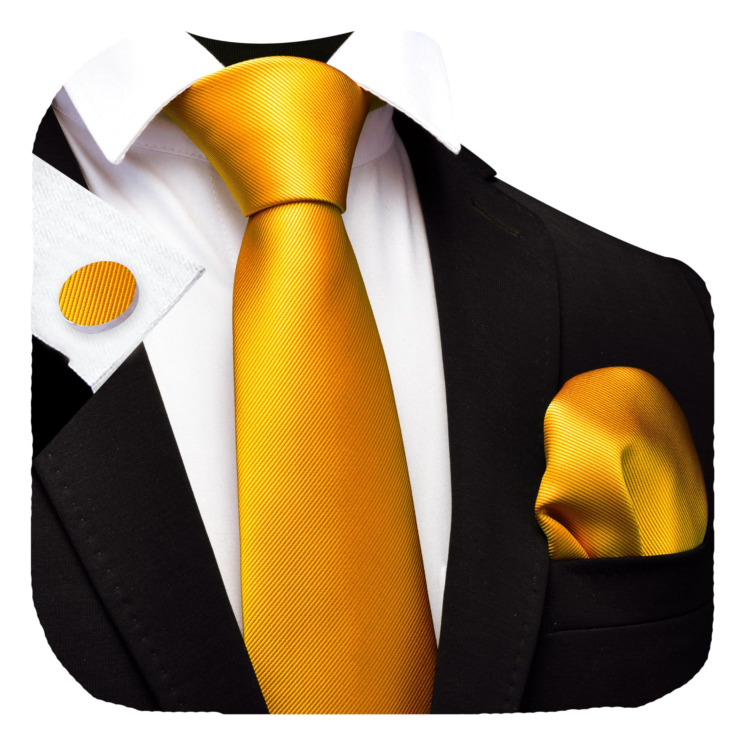 3.15"（8cm） Solid Color Necktie and Pocket Square Cufflinks Sets For Men + Gift Box