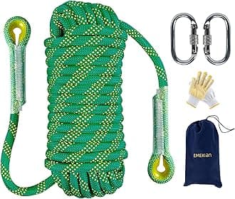 Indoor Outdoor Climbing Rope, Static Rock Climbing Rope for Escape Rope, Ice Climbing Equipment, Fire Safety Rescue Rope, with Non Slip Gloves