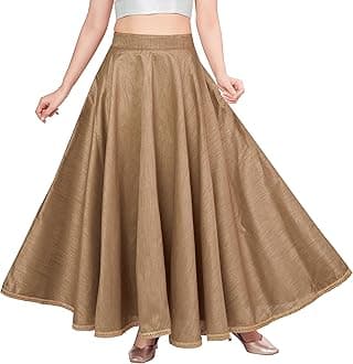 Women's Poly Silk Skirt/Lehenga With 8 Meters Maxi Flare (Double Ghera)