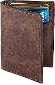 Premium Leather Credit Card Holder Wallet for Men | Slim RFID Blocking Wallet, Classic Brown