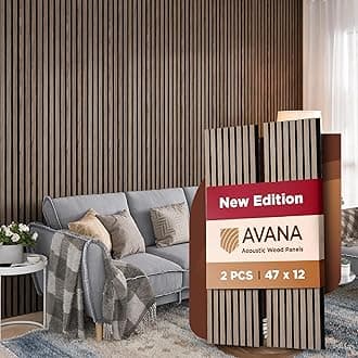 Avana Acoustic Wood Wall Panels – 47.2 X 12.6 Walnut Acoustic Panels Set of 2 – Modern Wall Panels For Interior Wall Decor for Homes, Offices, Studios – Sturdy And Durable Wood Panels For Wall
