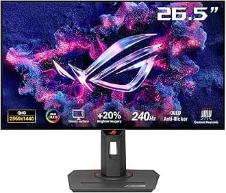 ROG Strix OLED XG27AQDMG gaming monitor ― 27-inch 1440P glossy WOLED, 240Hz, 0.03ms, custom heatsink, OLED Anti-flicker, uniform brightness, G-SYNC compatible, DisplayWidget Center