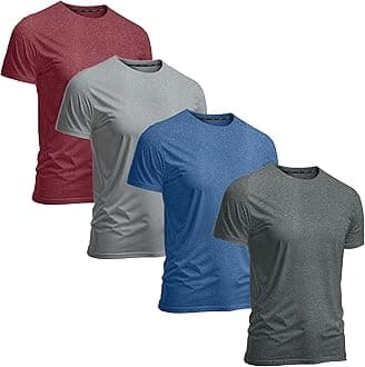 Men's Athletic Workout T-Shirts (Dry Fit, 4-Pack) Moisture Wicking Performance Activewear Gym, Yoga, & Running Tees