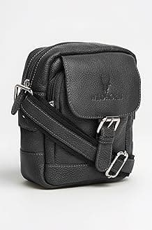 WildHorn Genuine Leather Mini Sling Bag for Men | Compact, Durable & Stylish | Buckle Closure | Front Zip Pocket | 1-Year Warranty