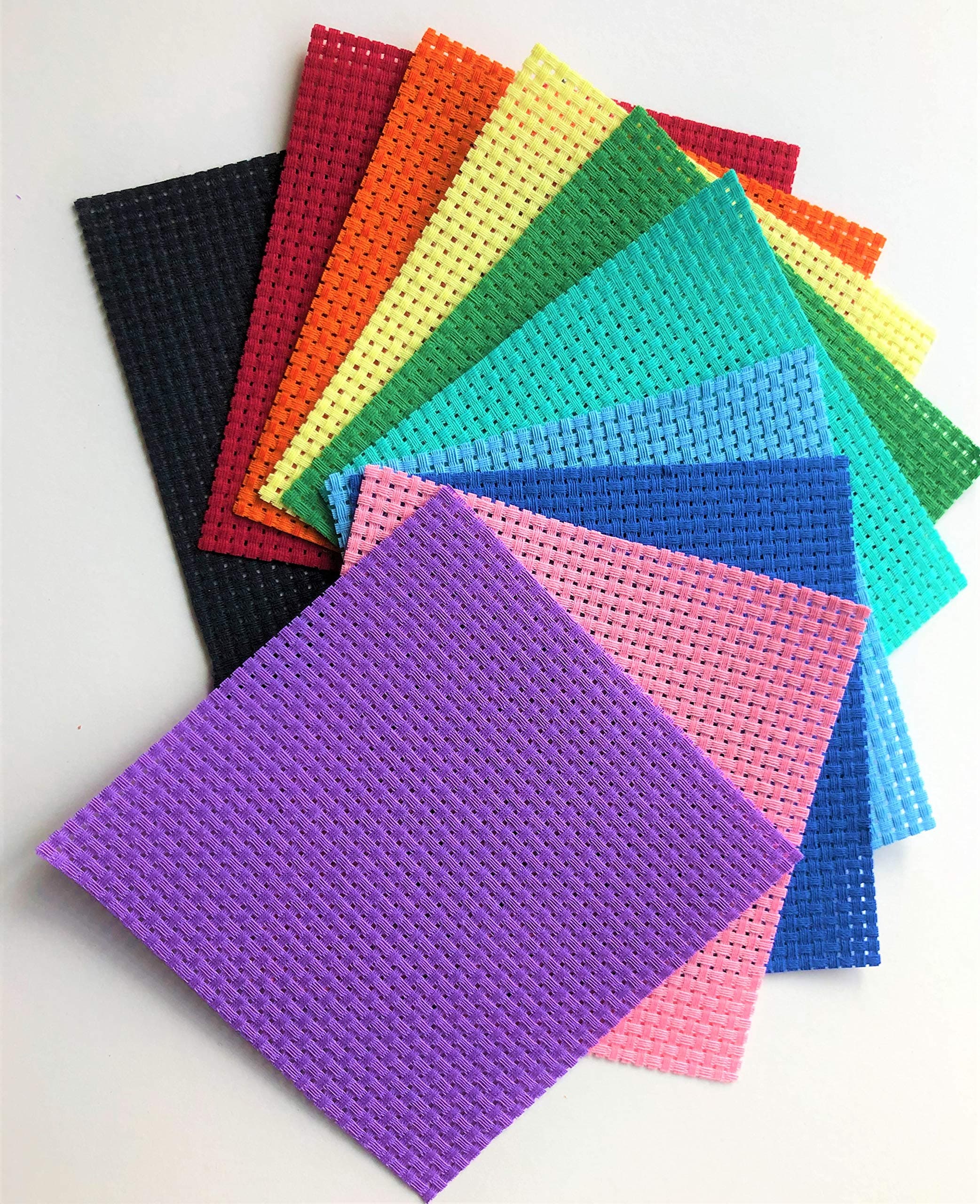 Pack 10 Assorted Colour Binca Squares Approx 15cm x 15cm