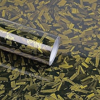Lypumso Yellow Forged Carbon Fiber Vinyl Wraps, High Gloss Wraps Car DIY Decal Films Sheets with Air Release Technology, Vehicle Interior Exterior Waterproof Protection Stickers 1ft x 10ft