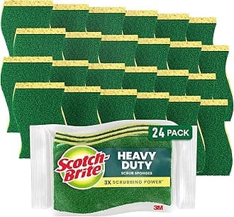 Scotch-Brite Heavy Duty Scrub Sponges, For Washing Dishes and Cleaning Kitchen, 24 Scrub Sponges