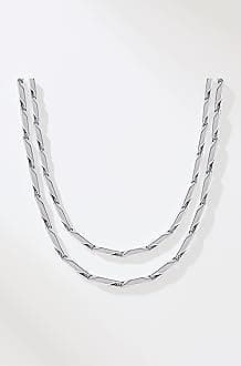 Fashion Frill Men's Double Coated Popular Stainless Steel Silver Chain For Men Boys Girls Stylish Necklaces Silver Chain Anniversary Love Gift For Husband Unisex Chains 22 Inches