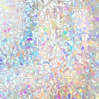 Hilarious Window Privacy Film Decorative, Stained Rainbow Vinyl, 3D Decals, Static Window Cling Film for Glass, Non-Adhesive (47.25'' x 118'')