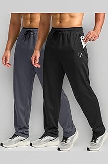 G Gradual Men's Sweatpants Open Bottom Athletic Pants with Zip Pockets Mesh Lightweight for Running, Workout, Lounge