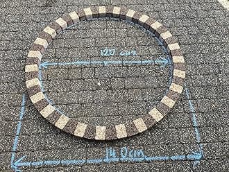 Garden Granite Circle Tree Surround Grass Border Paving Slab Stone Concrete Water Feature (CREAM/BROWN, 280)