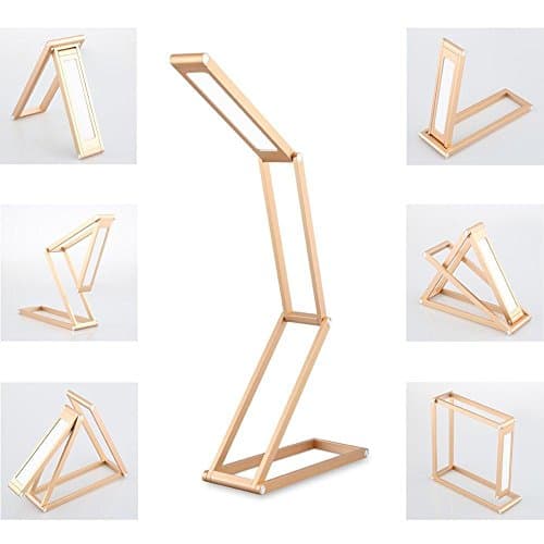 DREAM LAMP LED Child Folding Desk Lamp Touch Control Dimmable Portable Bedside Table Light with Calendar/ Alarm Clock/ Temperature/Week Creative Function, Home,Office,Living Room, Study,Baby Room,Camping , Gold