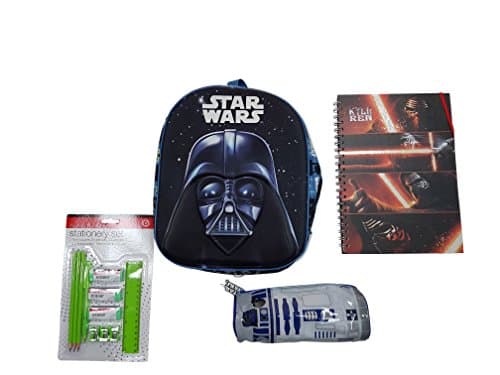 Star Wars school set for boys includes 3D Darth Vader backback, Kylo Ren Notepad, R2D2 sound effects pencil case and a stationary set